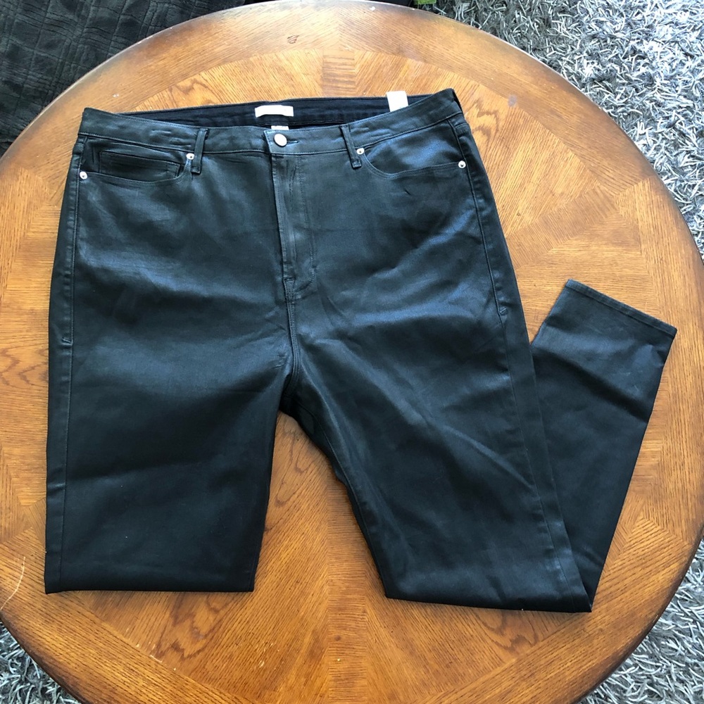 Good American good legs waxed coated jeans